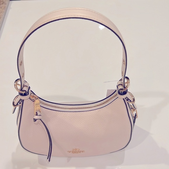 New Coach shoulder cross body bag, leather, removable strap, milky white - Picture 5 of 12